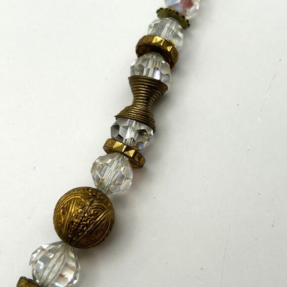 Vintage Czech Crystal Necklace Gold Tone Beads 14/20 GF Clasp 164 DRGM GES Mark - Picture 9 of 16